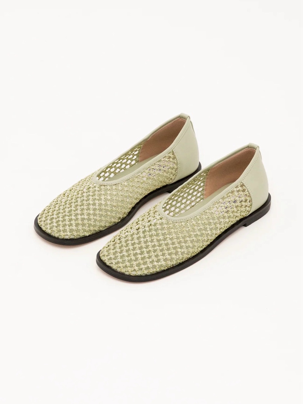 Kika Slip-On Flats by Pêche in Sage Green